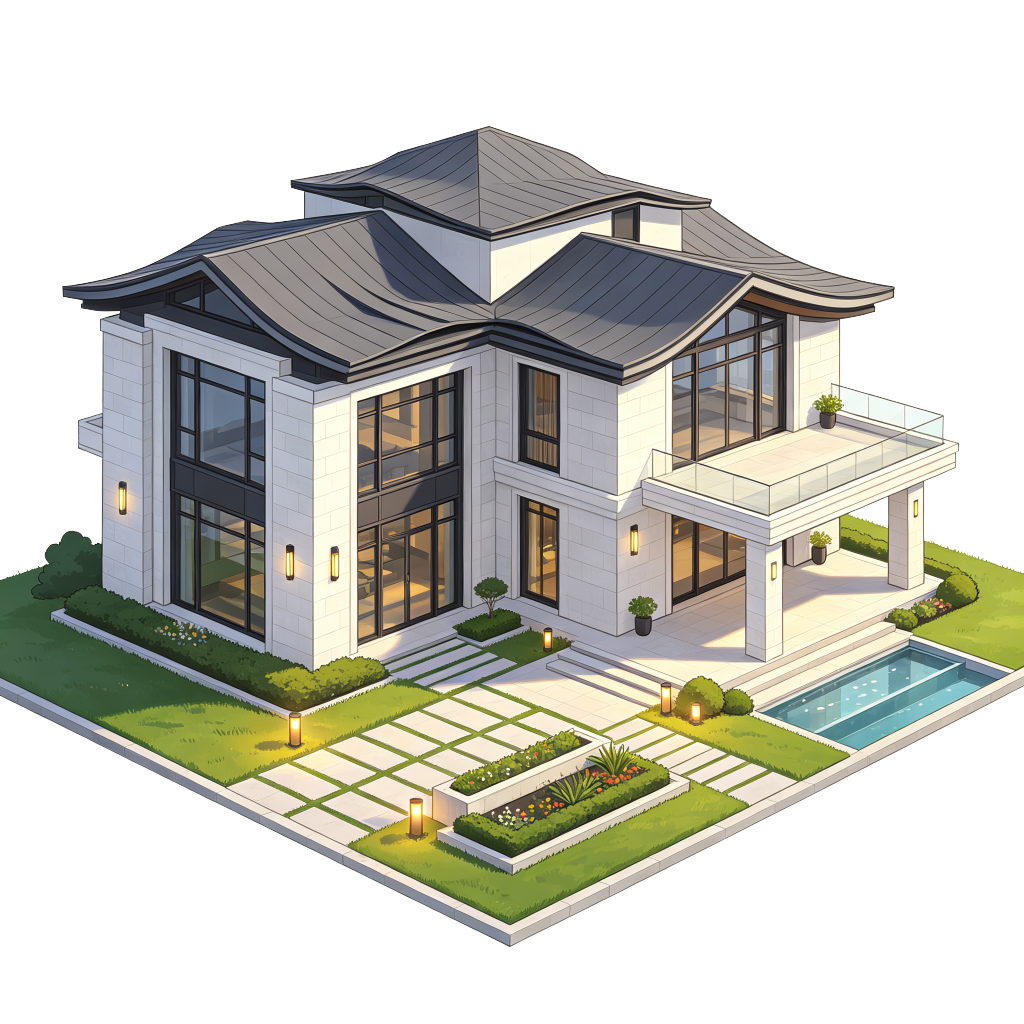 现代建筑外观插画