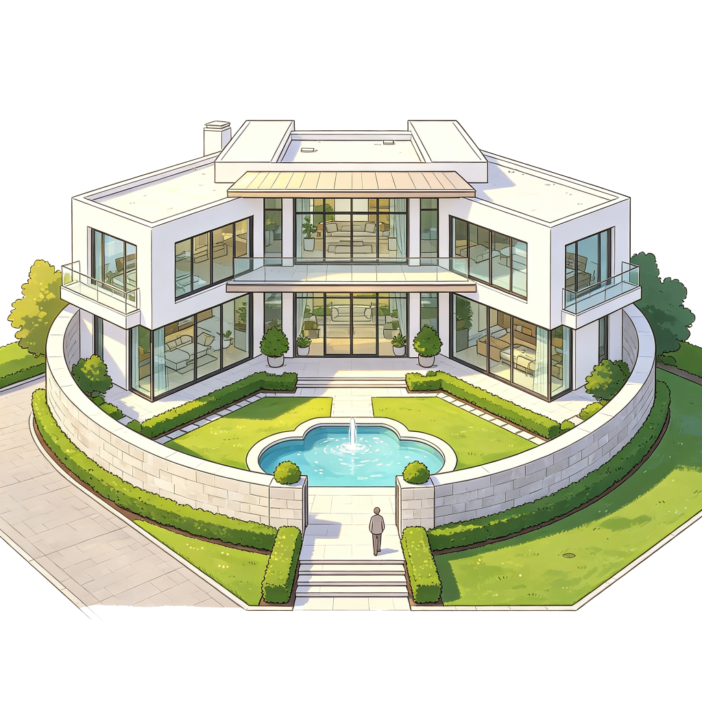 现代建筑外观插画