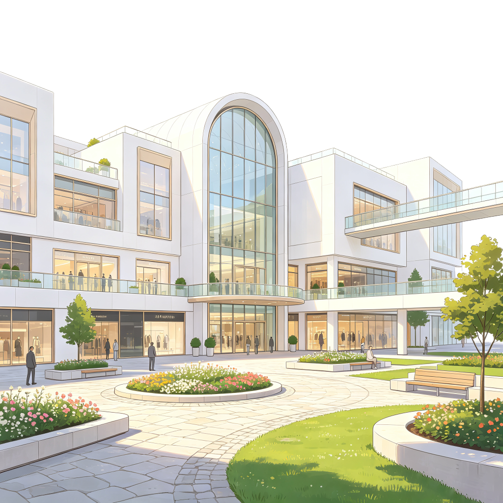 现代风格建筑外观插画