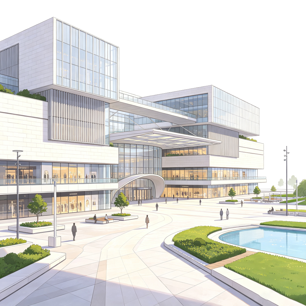现代风格建筑外观插画