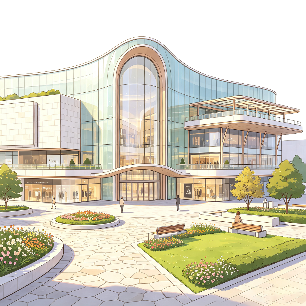 现代风格建筑外观插画