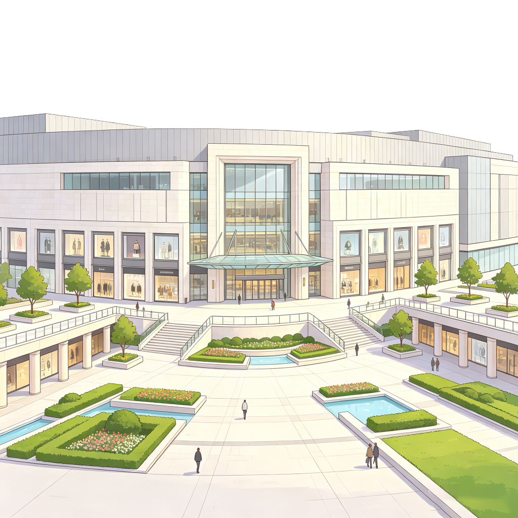 现代风格建筑外观插画