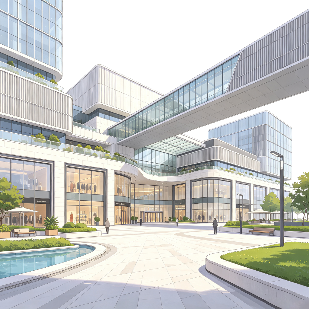 现代风格建筑外观插画