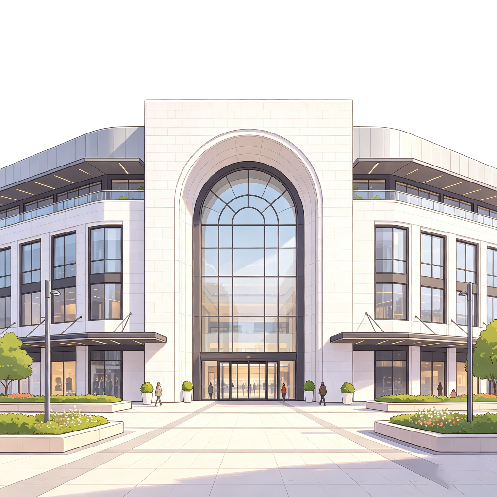 现代风格建筑外观插画