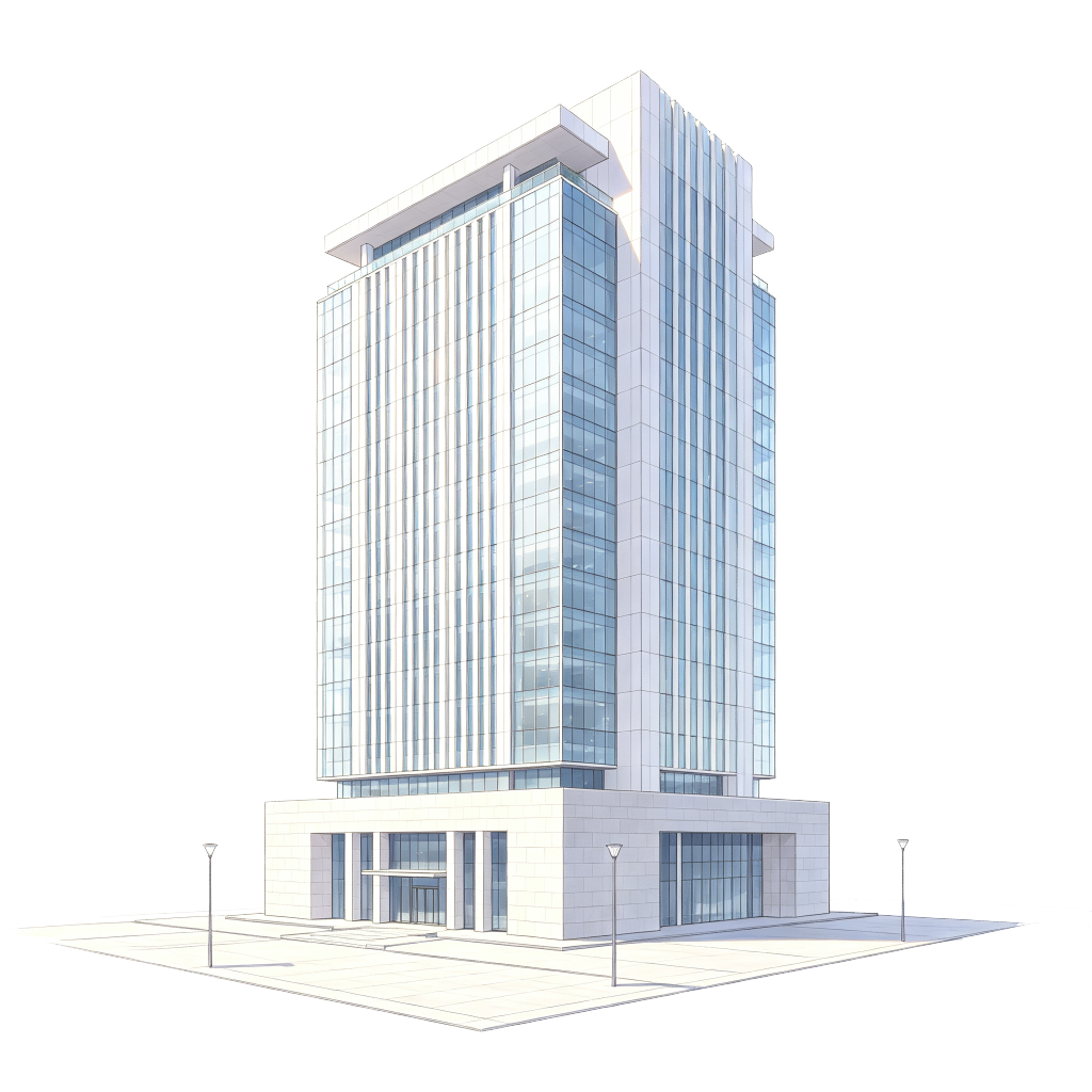 现代写字楼建筑外观插画