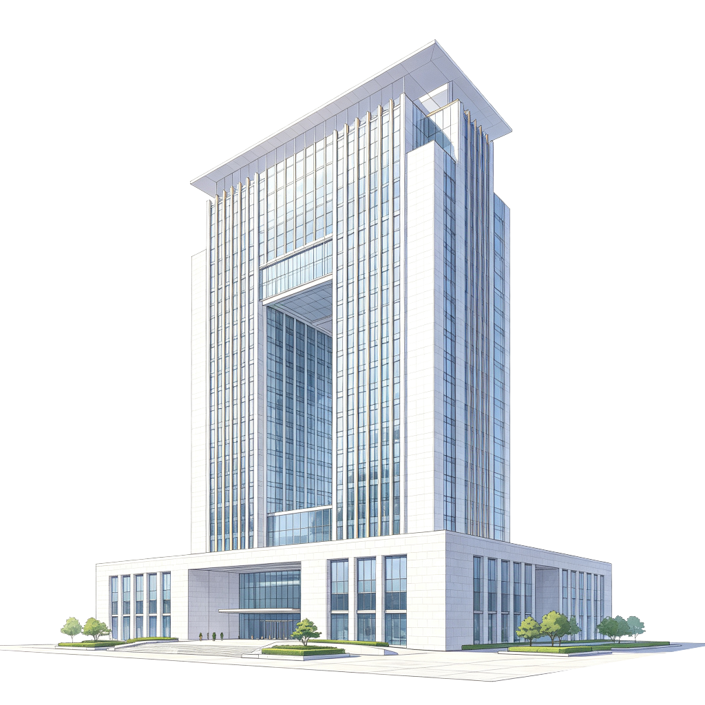 现代写字楼建筑外观插画