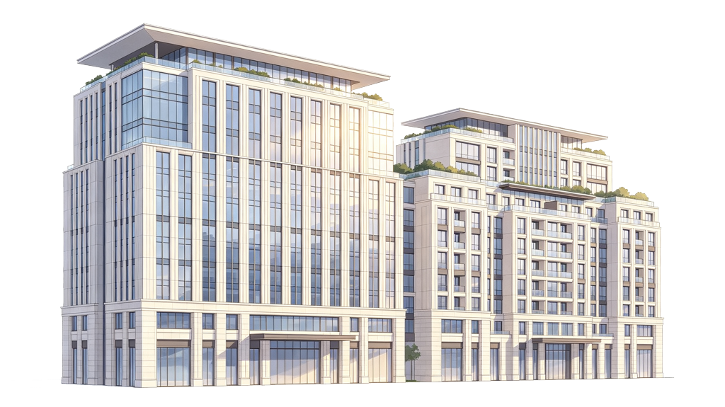 写字楼建筑外观插画