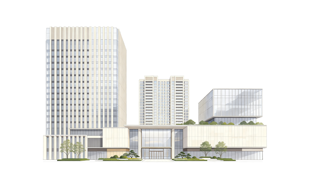 写字楼建筑外观插画