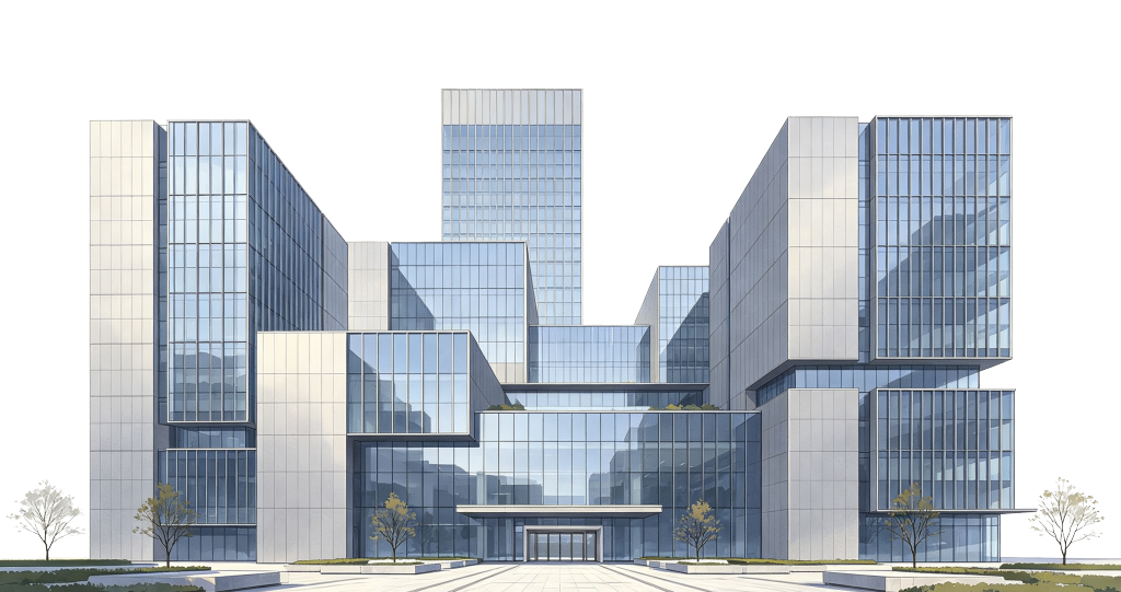 写字楼建筑外观插画