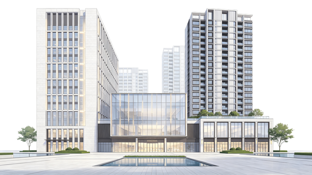 写字楼建筑外观插画