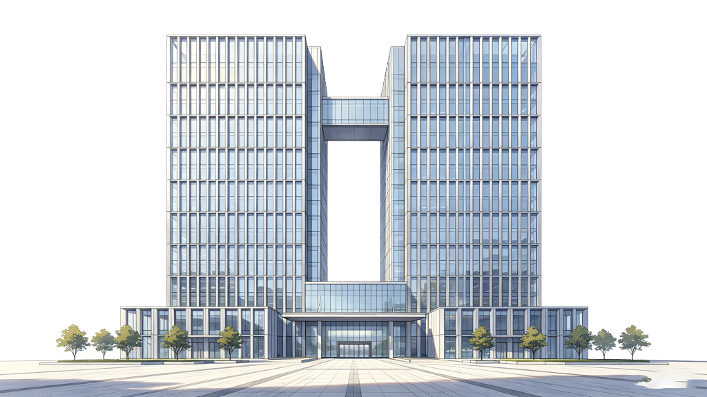 现代写字楼建筑外观插画