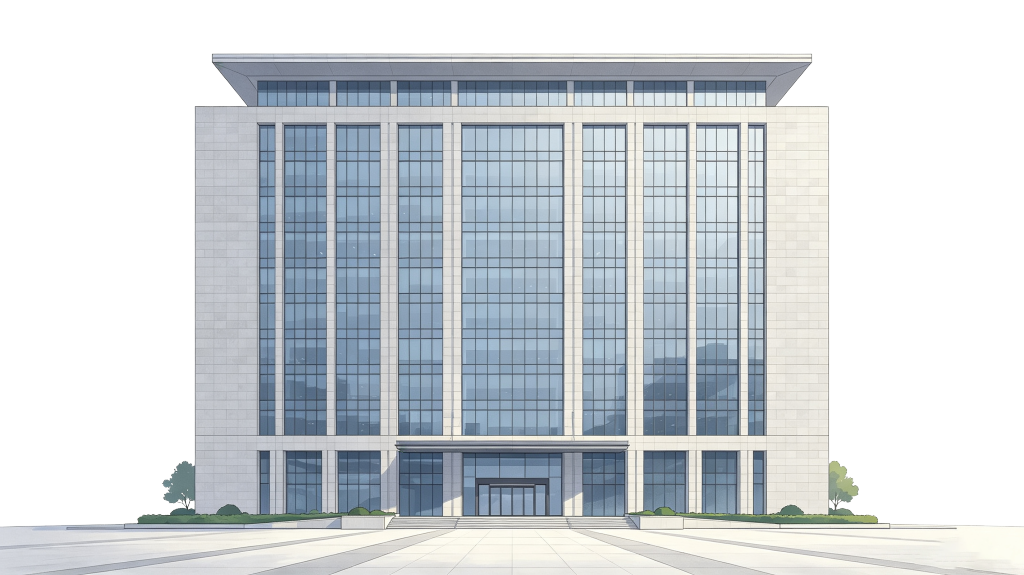 现代写字楼建筑外观插画