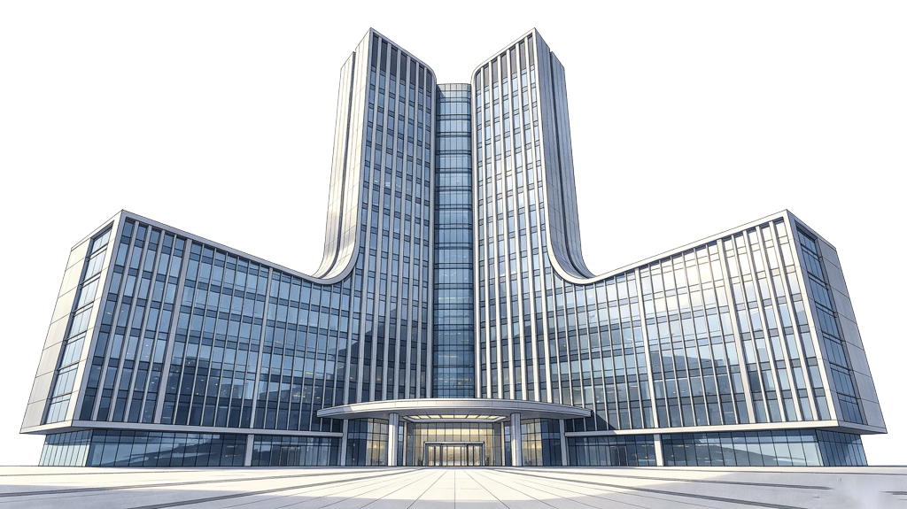 现代写字楼建筑外观插画