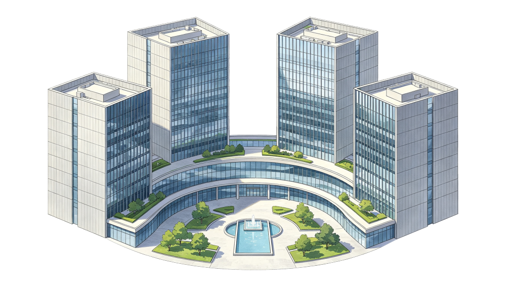 现代写字楼建筑外观插画