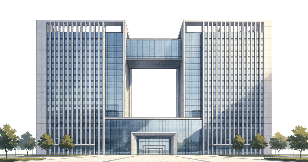 现代写字楼建筑外观插画