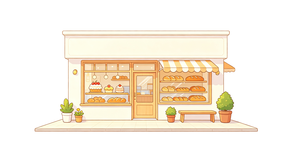 烘焙店可爱卡通风格店铺插画