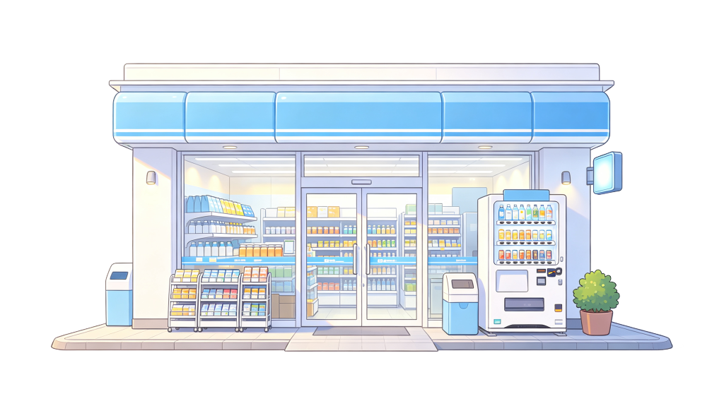 超市可爱卡通风格店铺插画