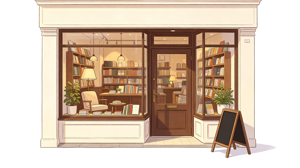 书店书屋卡通风格店铺插画