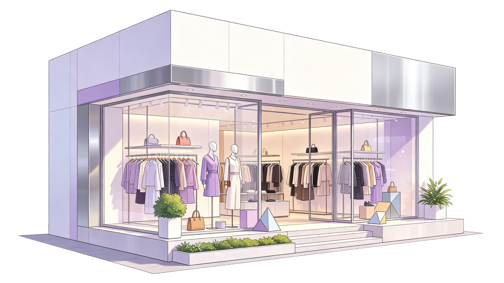 服装店卡通风格店铺插画