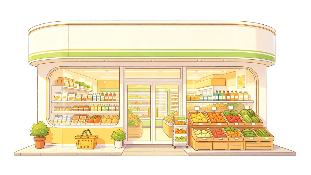 现代卡通风格店铺插画