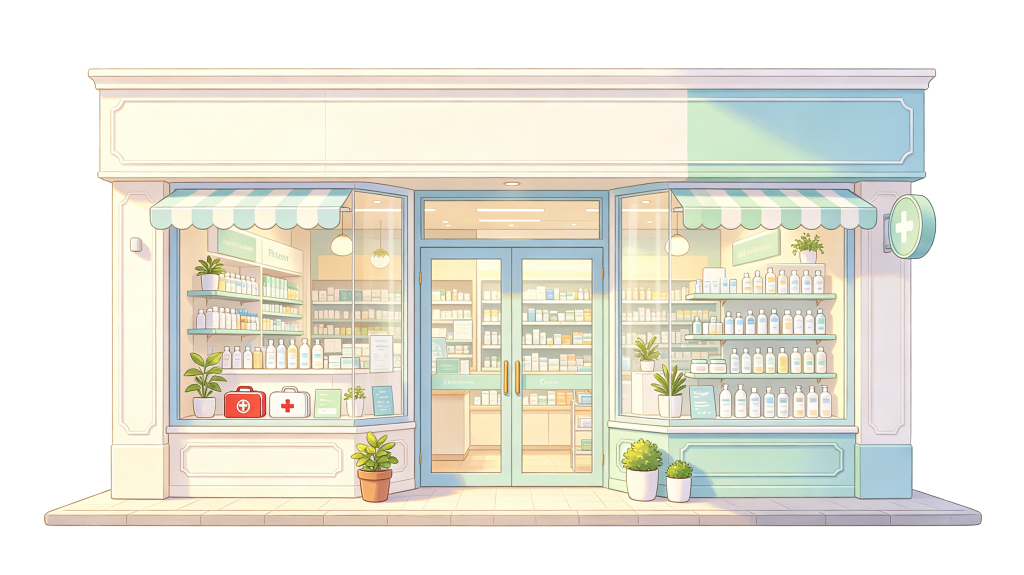 现代卡通风格店铺插画