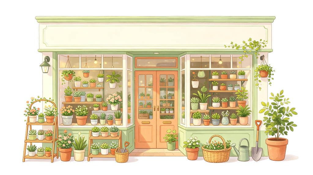 花店花房现代卡通风格店铺插画