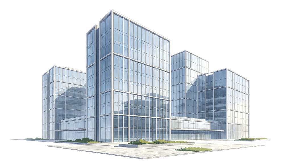 现代写字楼建筑外观插画