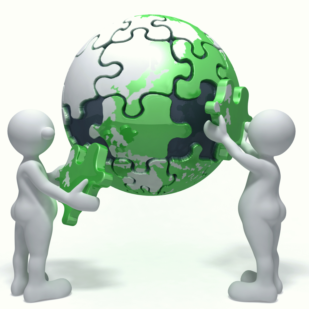 地球拼图3D小人图片