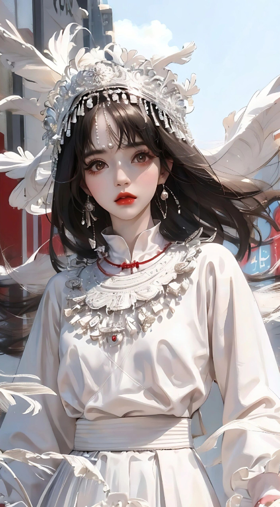 苗族美女插画图片