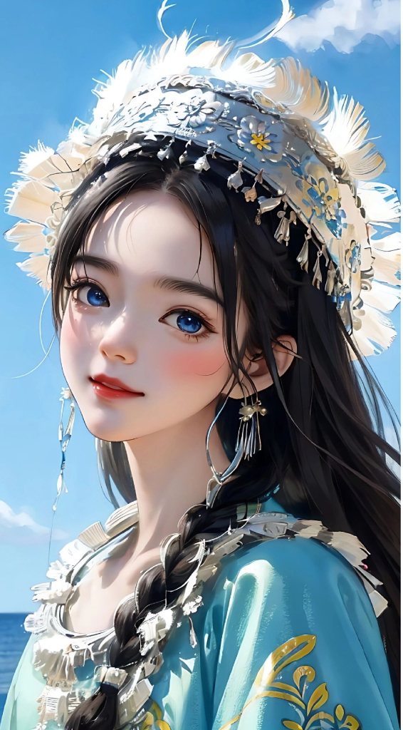 苗族美女插画图片