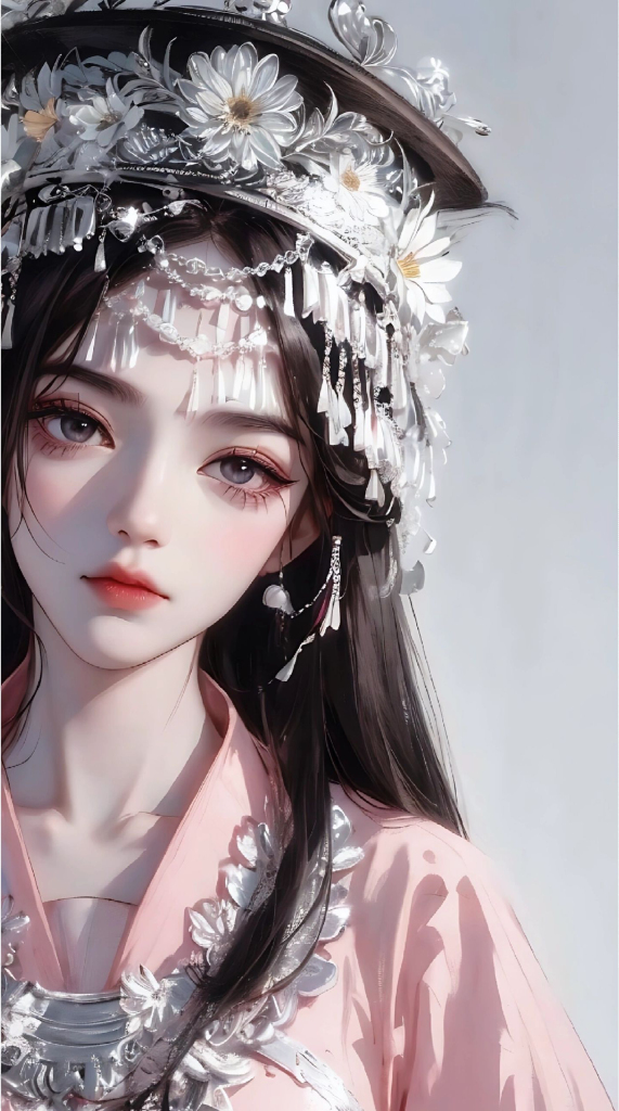苗族美女插画图片