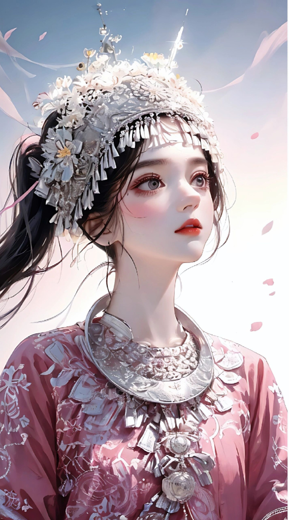 苗族美女插画图片