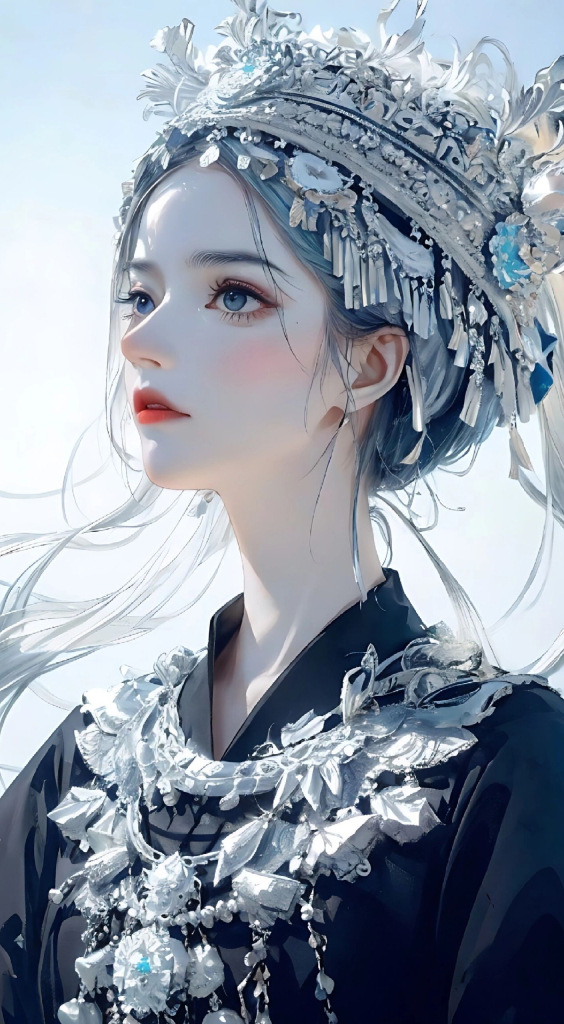 苗族美女插画图片