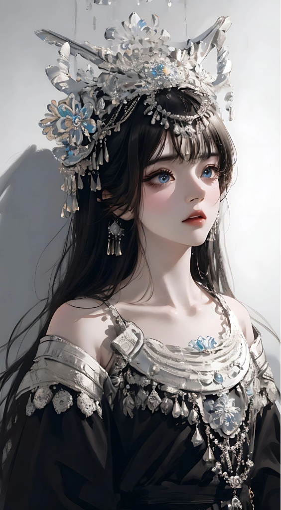 苗族姑娘插画图