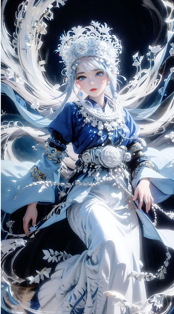 苗族姑娘插画图