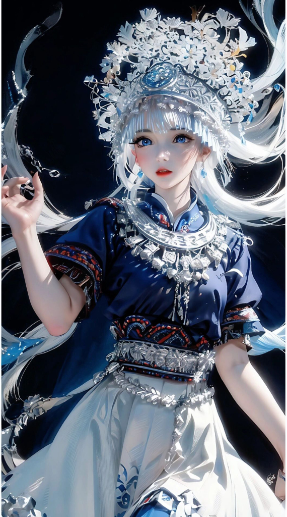 苗族姑娘插画图