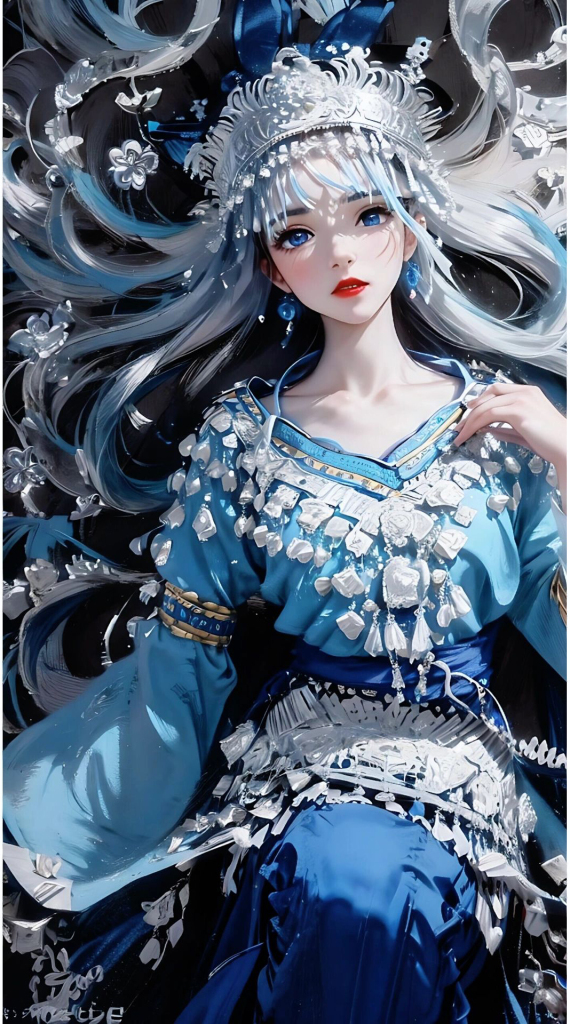 苗族姑娘插画图