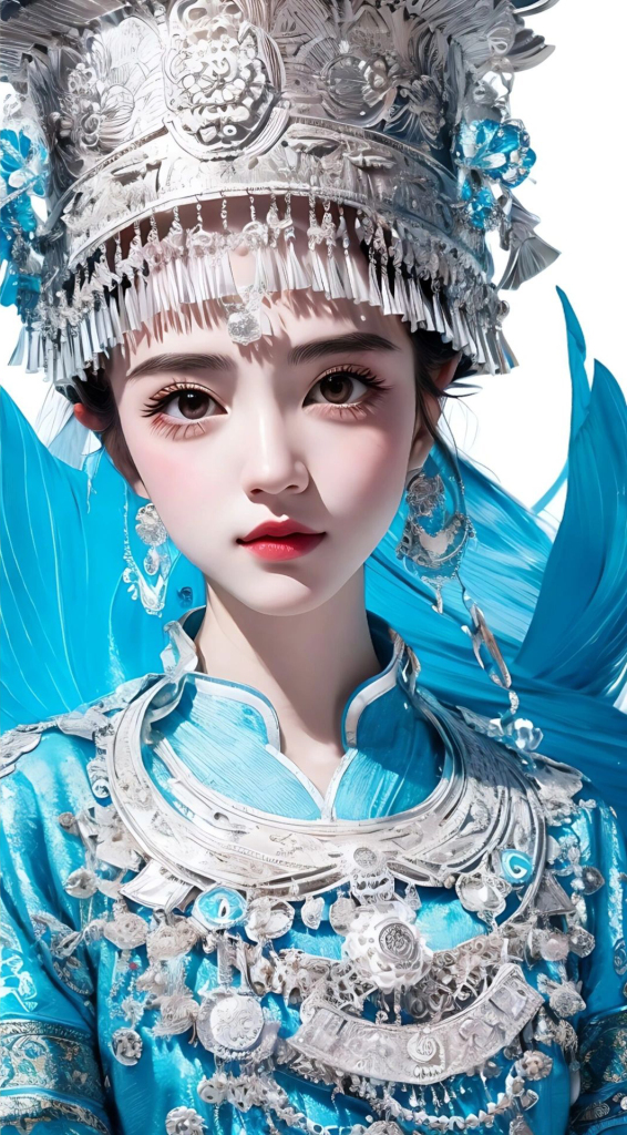 苗族美女插画图片