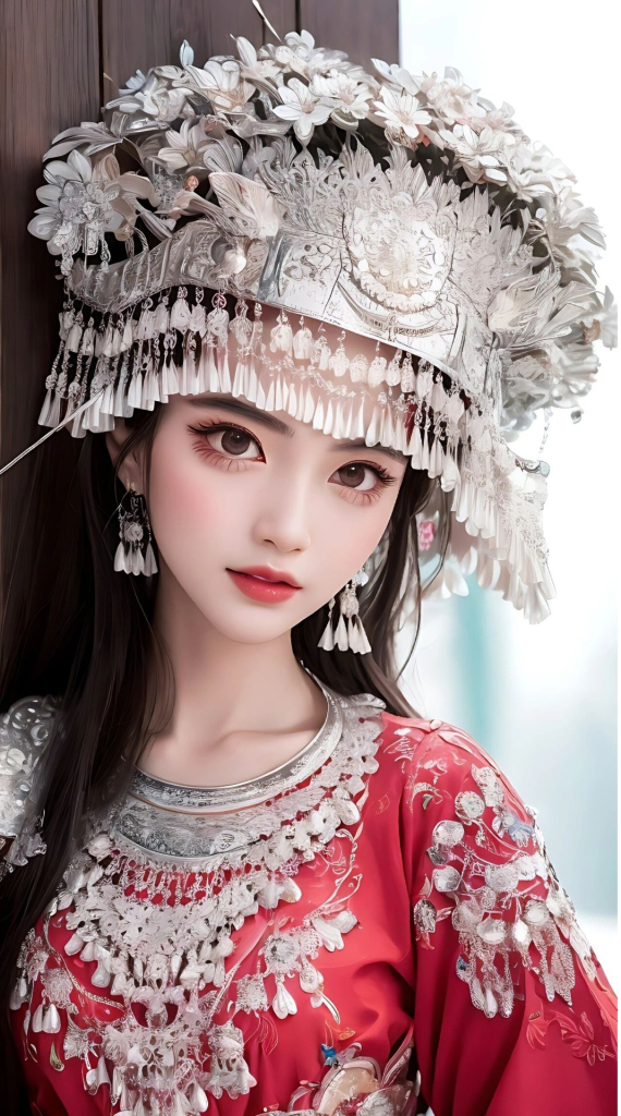 苗族美女插画图片