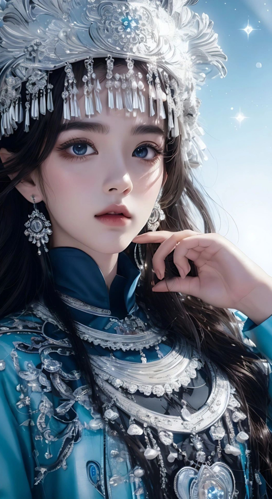 苗族美女插画图片