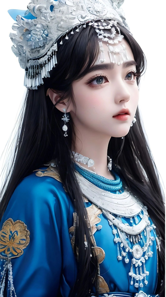 苗族美女插画图片