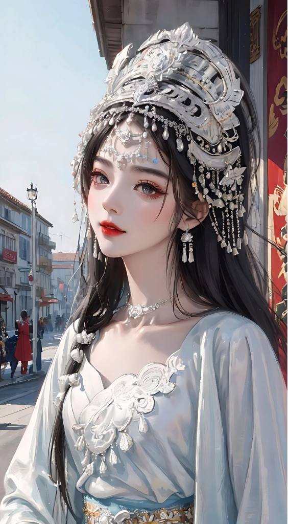 苗族美女插画图片