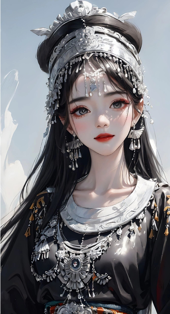 苗族美女插画图片