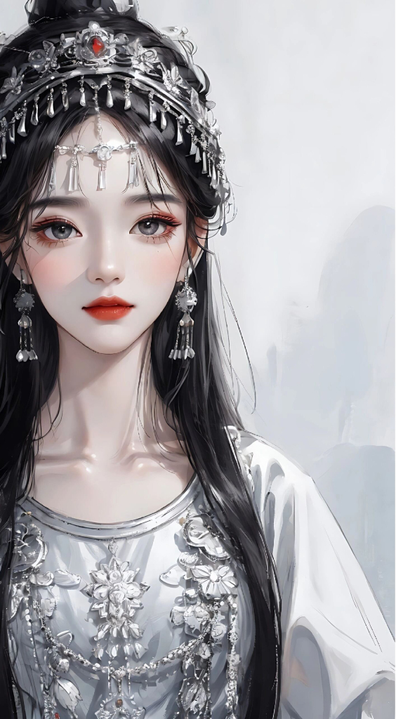 苗族美女插画图片