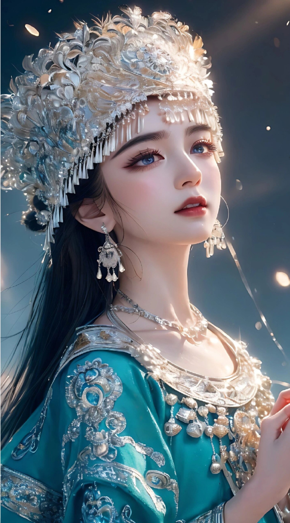 苗族美女插画图片