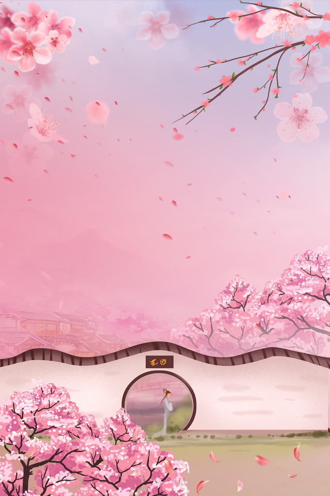 唯美桃花海报背景