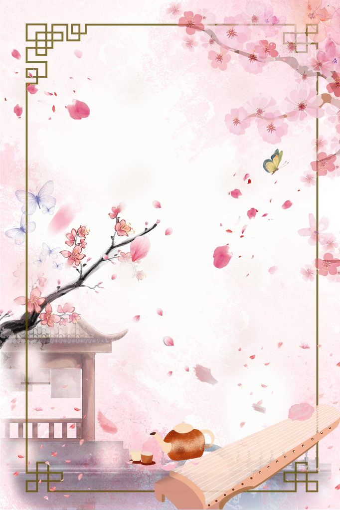 唯美桃花海报背景