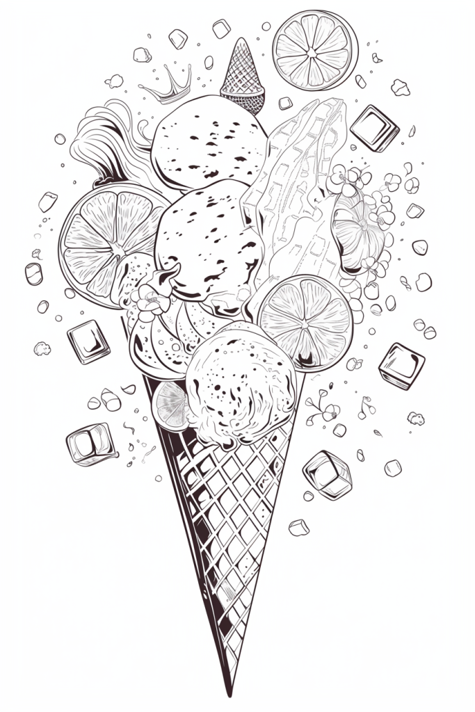卡通冰淇淋平铺插画底图