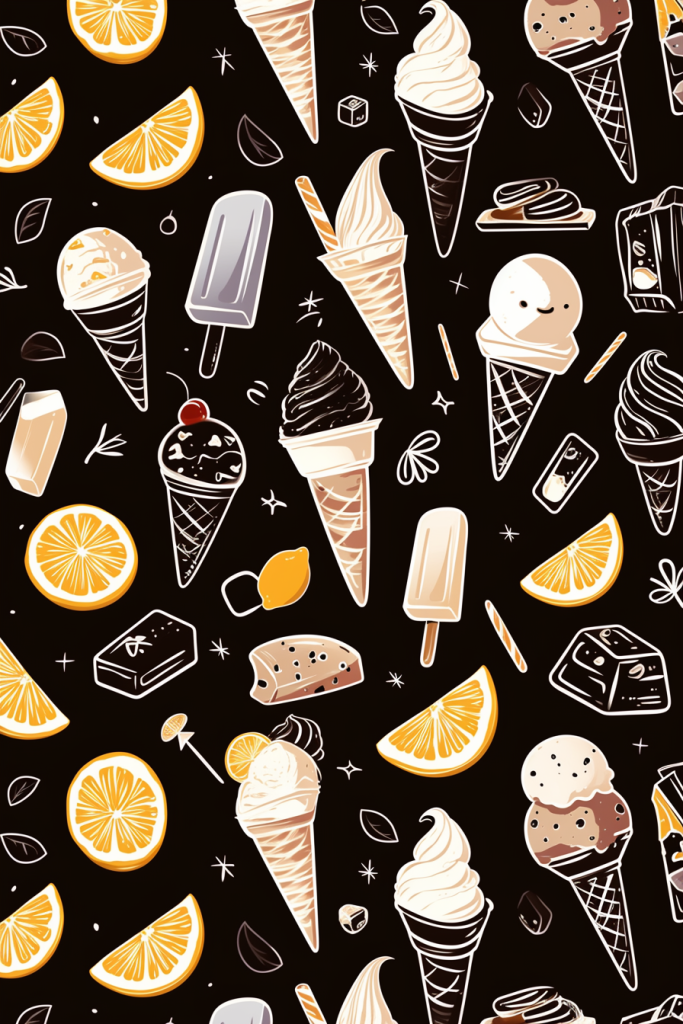 卡通冰淇淋平铺插画底图