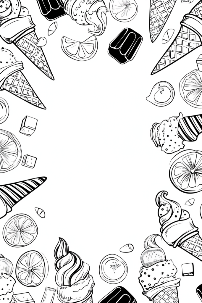 冰淇淋雪糕平铺插画底图